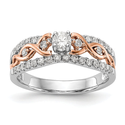 Verlobungsring aus 14K Weißgold und Roségold mit Zirkonia in Krappenfassung