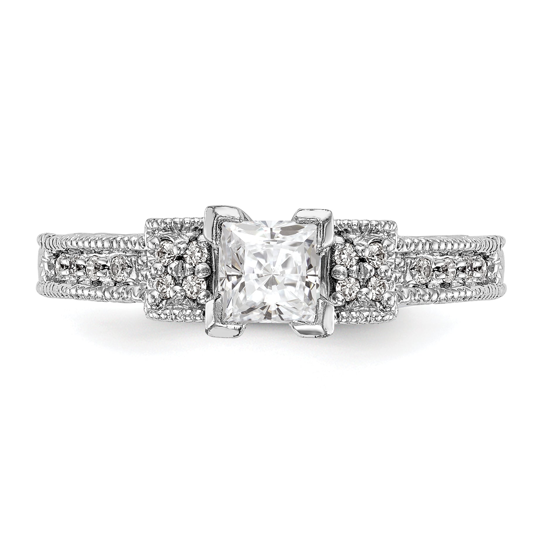 14K Weißgold Diamant-Verlobungsring mit Bypass-Fassung
