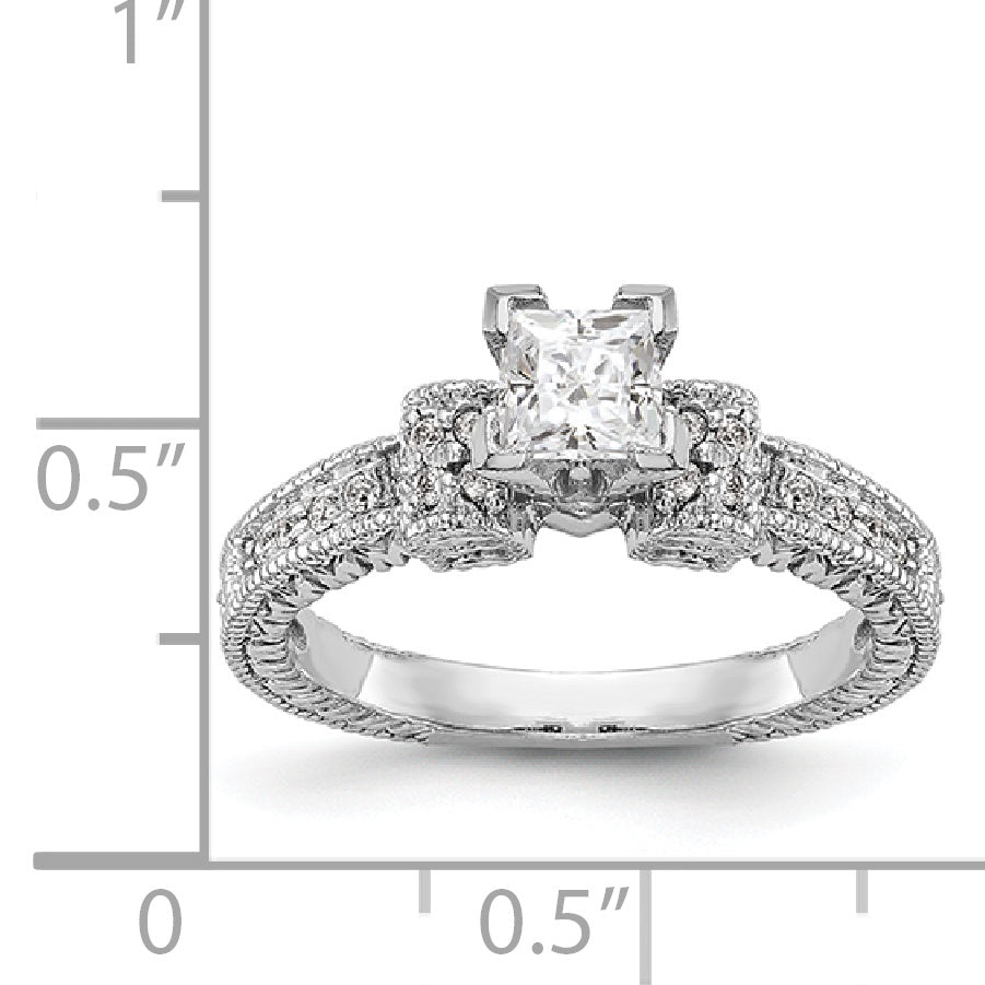 14K Weißgold Diamant-Verlobungsring mit Bypass-Fassung