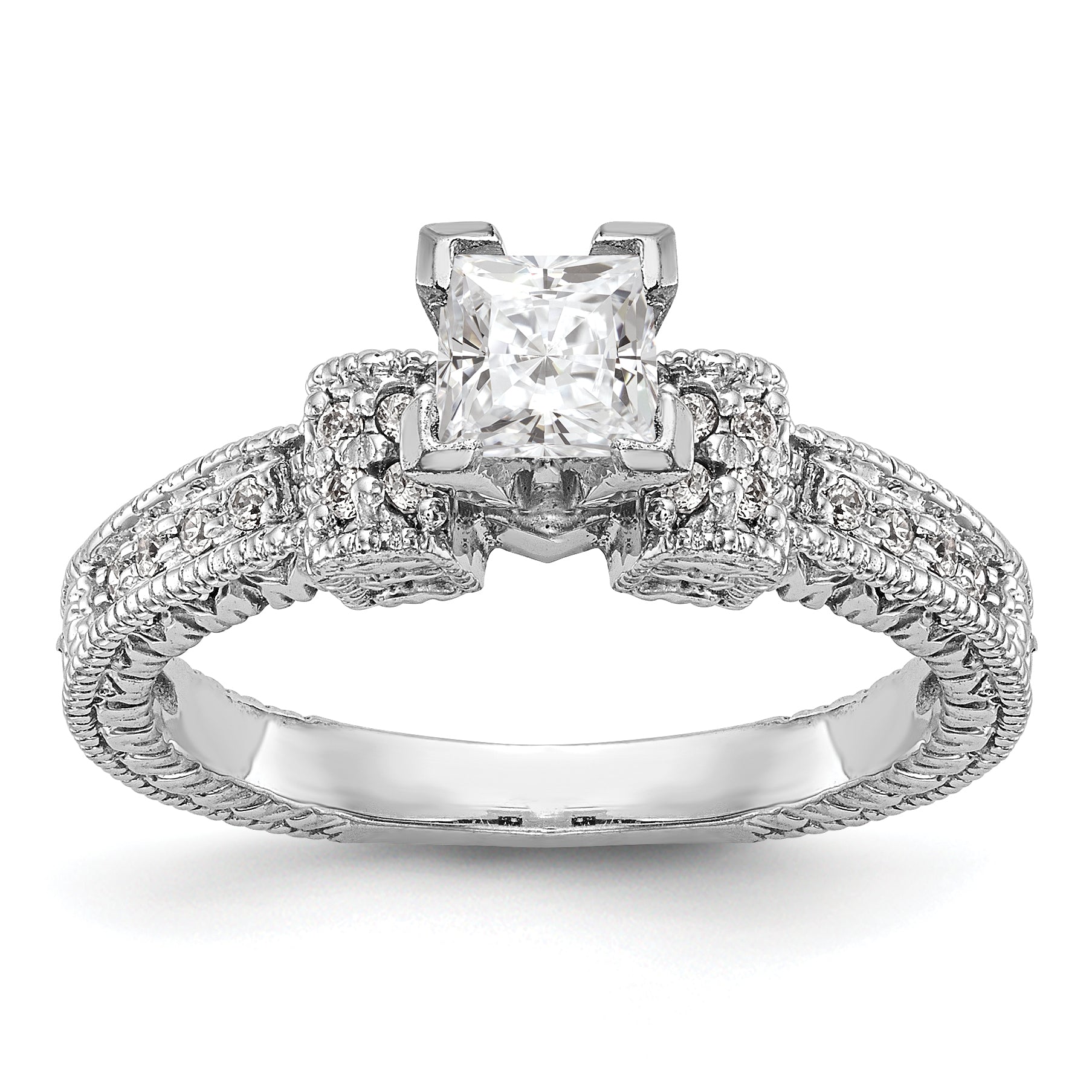 14K Weißgold Diamant-Verlobungsring mit Bypass-Fassung