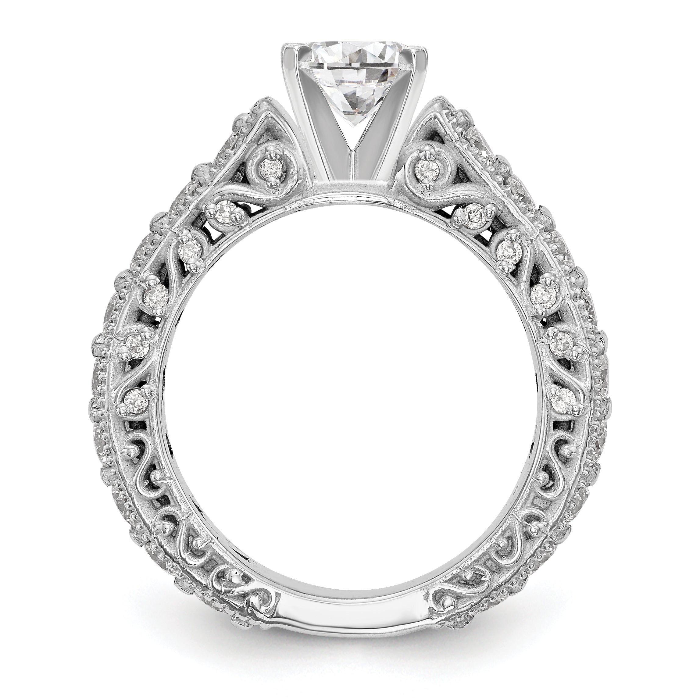 14K Weißgold Diamant-Verlobungsring mit Krappenfassung