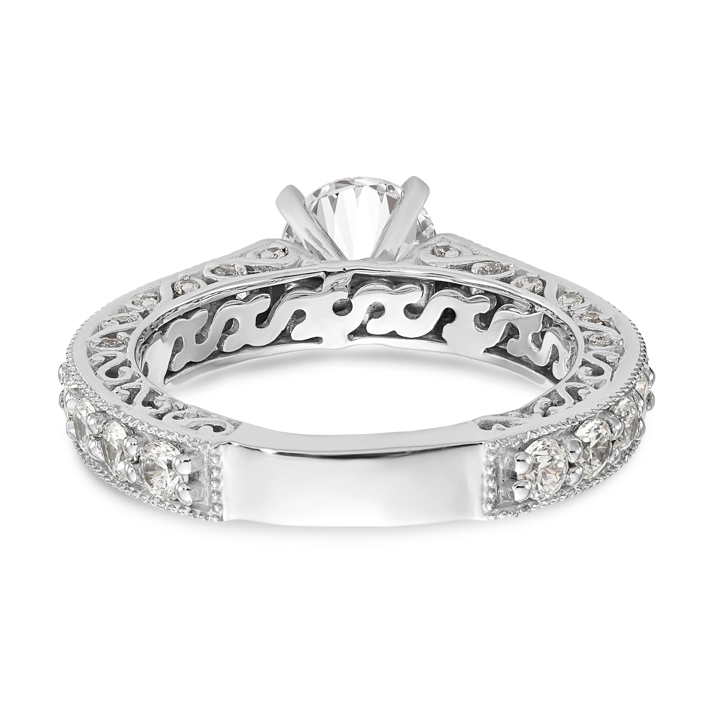 14K Weißgold Diamant-Verlobungsring mit Krappenfassung