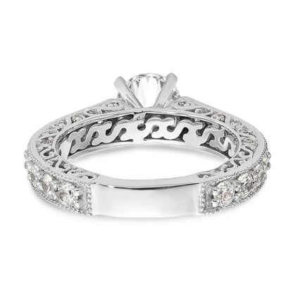 14K Weißgold Diamant-Verlobungsring mit Krappenfassung
