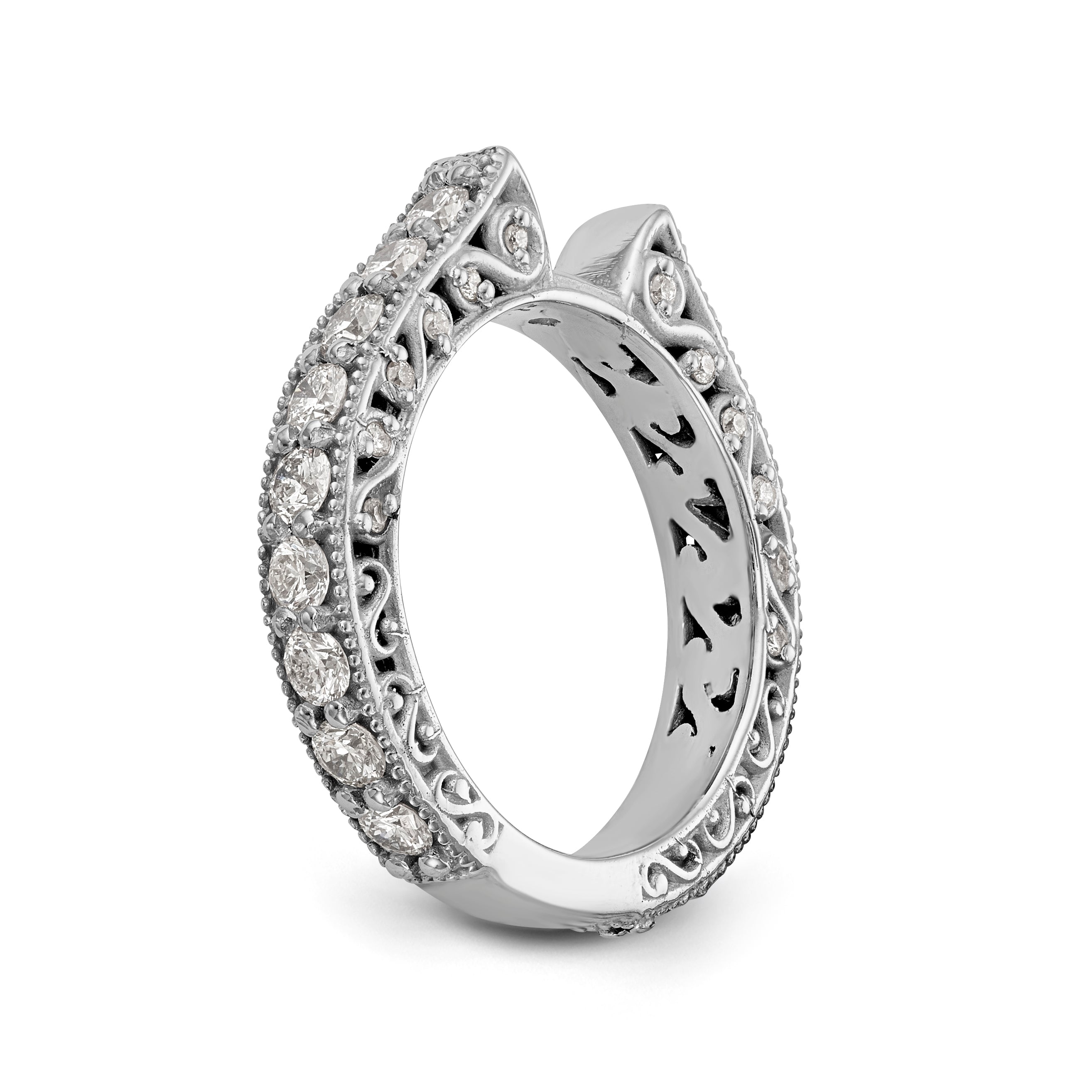 14K Weißgold Diamant-Verlobungsring mit Krappenfassung