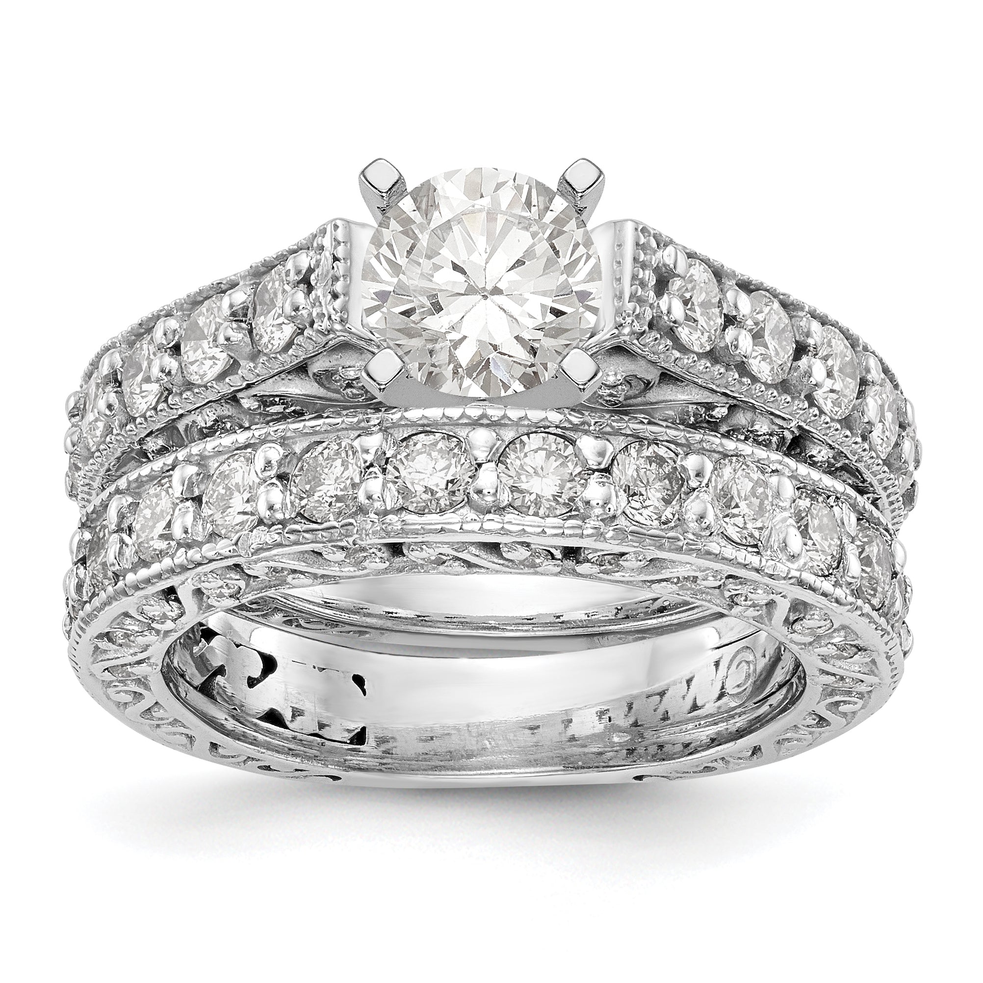 14K Weißgold Diamant-Verlobungsring mit Krappenfassung
