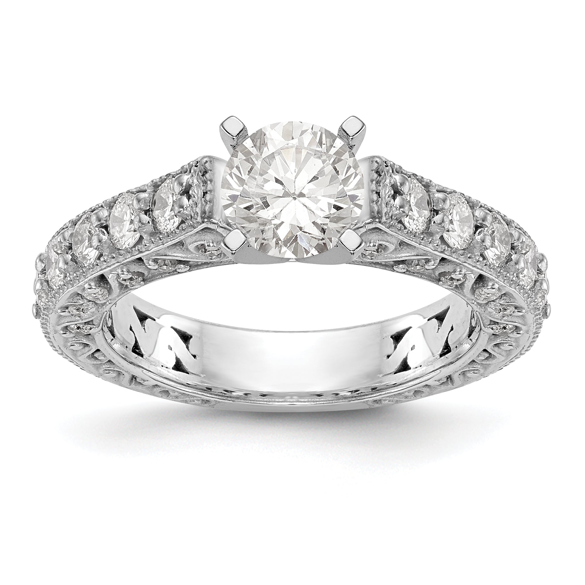 14K Weißgold Diamant-Verlobungsring mit Krappenfassung