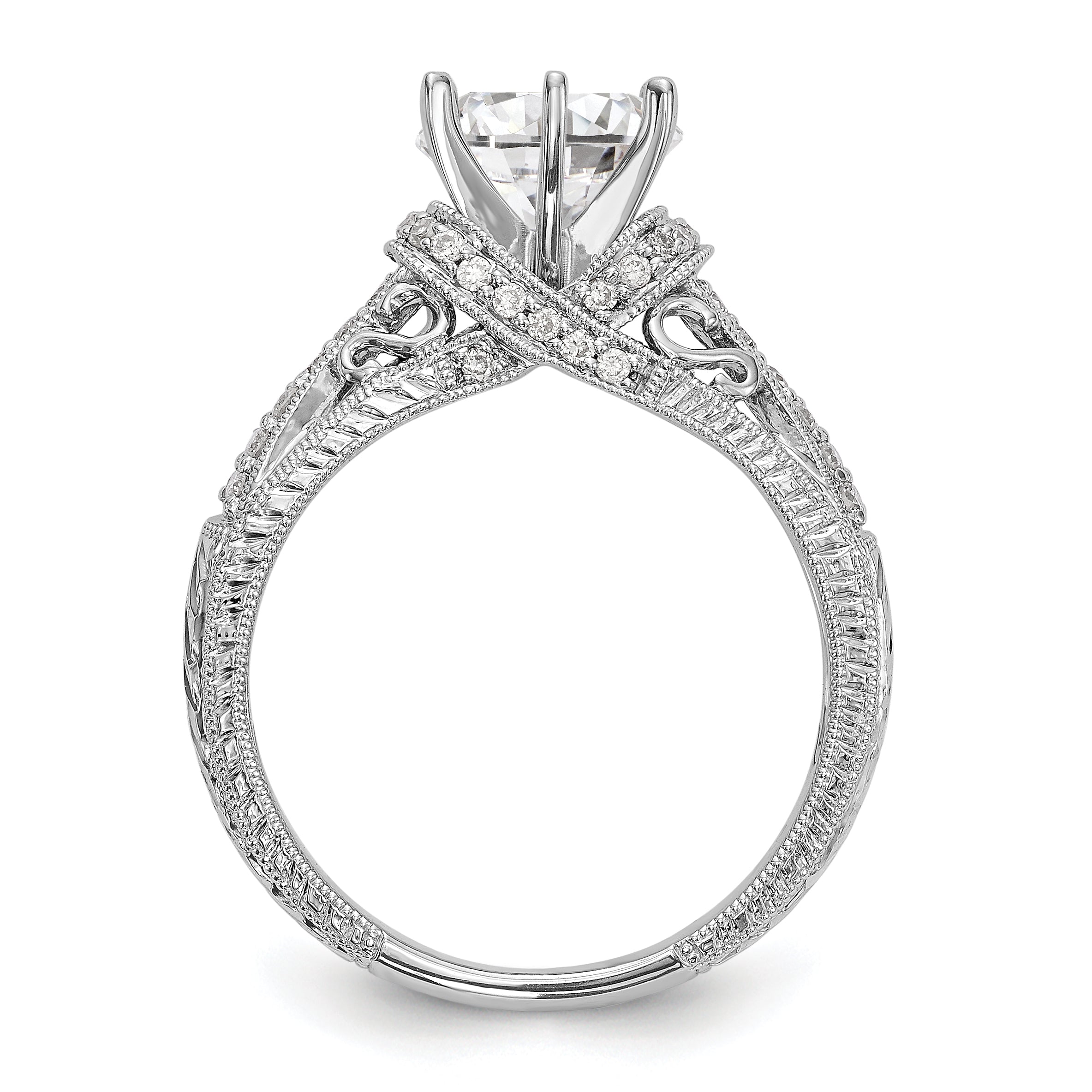 14K Weißgold Verlobungsring mit simulierten Diamanten