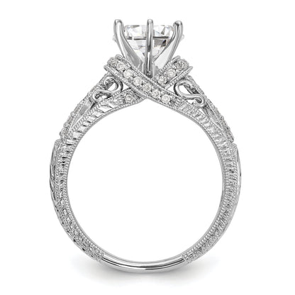 14K Weißgold Verlobungsring mit simulierten Diamanten