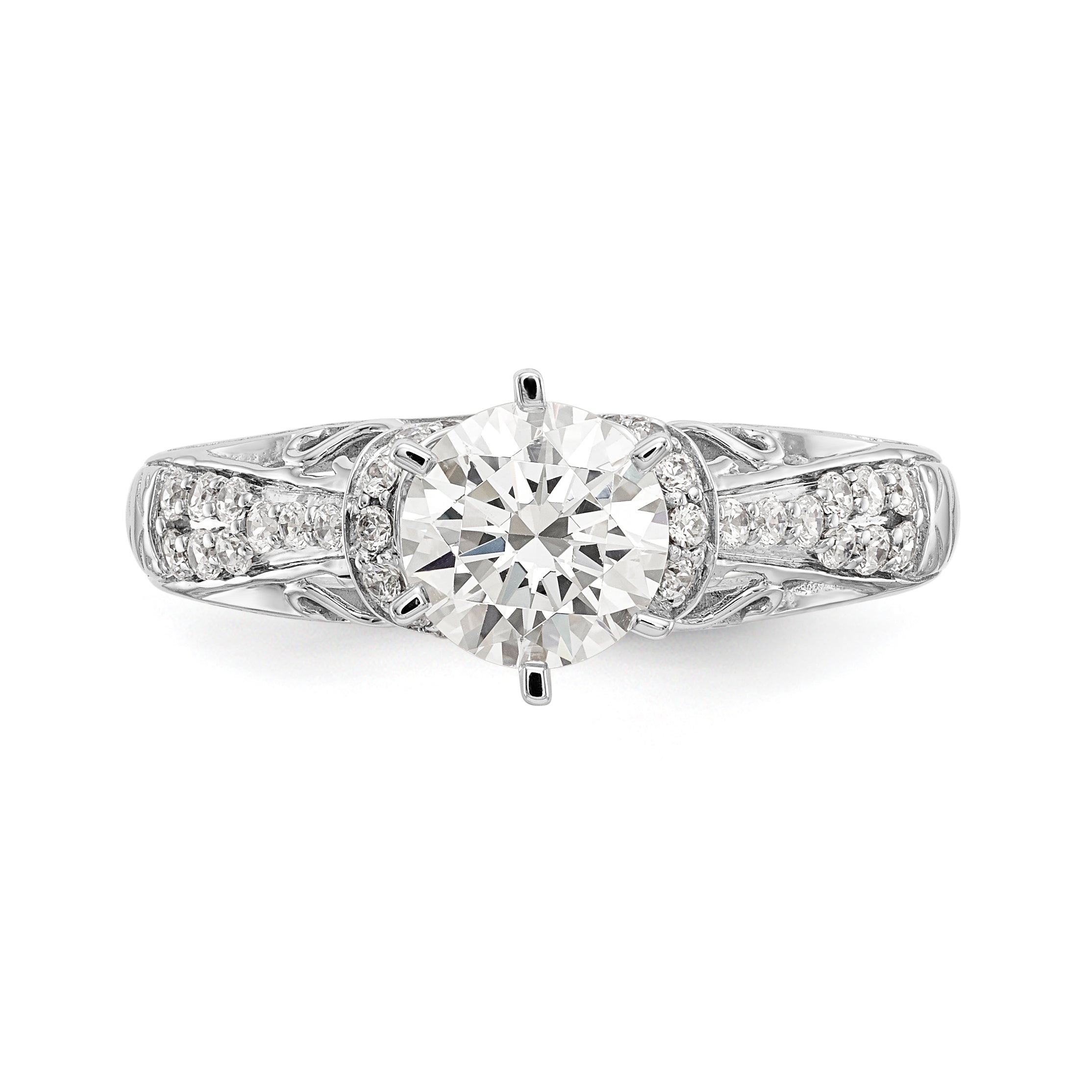 14K Weißgold Verlobungsring mit simulierten Diamanten