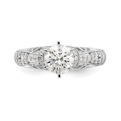 14K Weißgold Verlobungsring mit simulierten Diamanten
