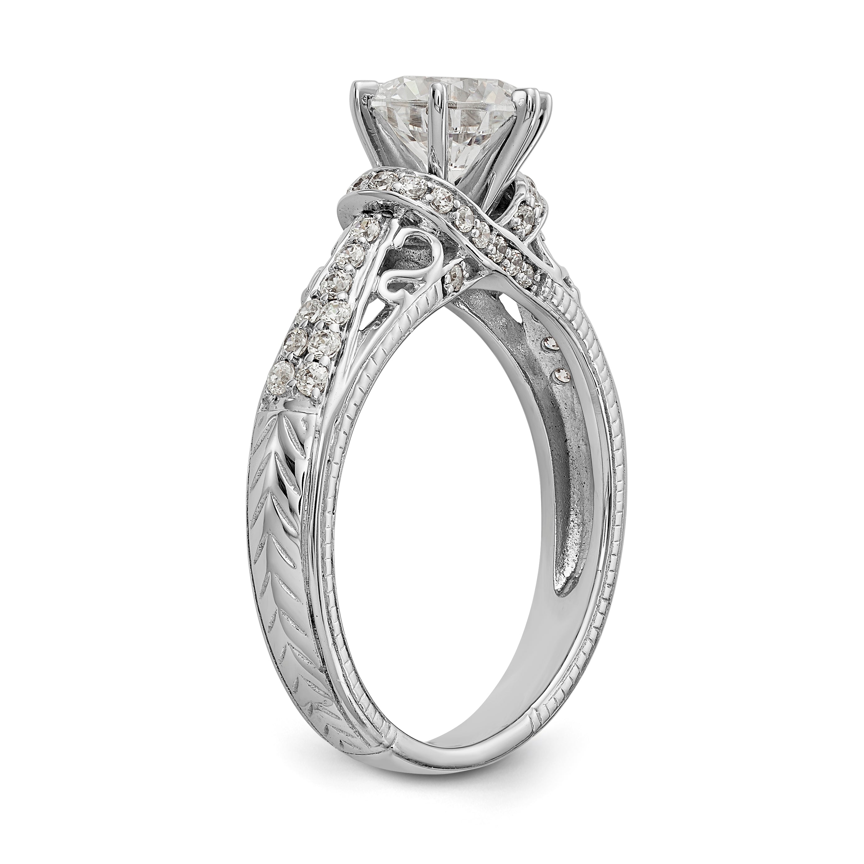 14K Weißgold Verlobungsring mit simulierten Diamanten