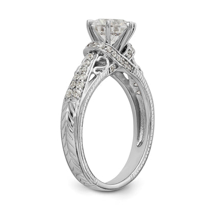 14K Weißgold Verlobungsring mit simulierten Diamanten