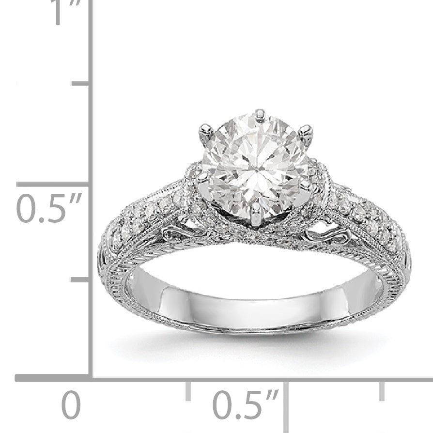 14K Weißgold Verlobungsring mit simulierten Diamanten
