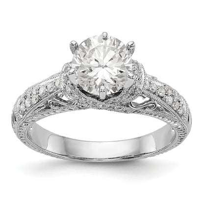 14K Weißgold Verlobungsring mit simulierten Diamanten