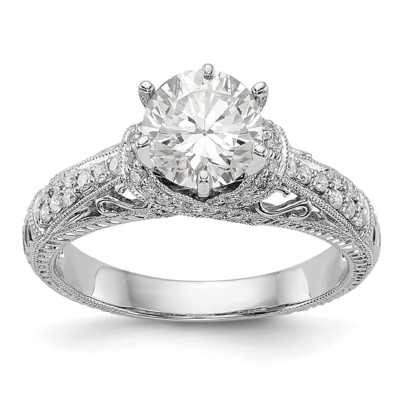 14K Weißgold Verlobungsring mit simulierten Diamanten
