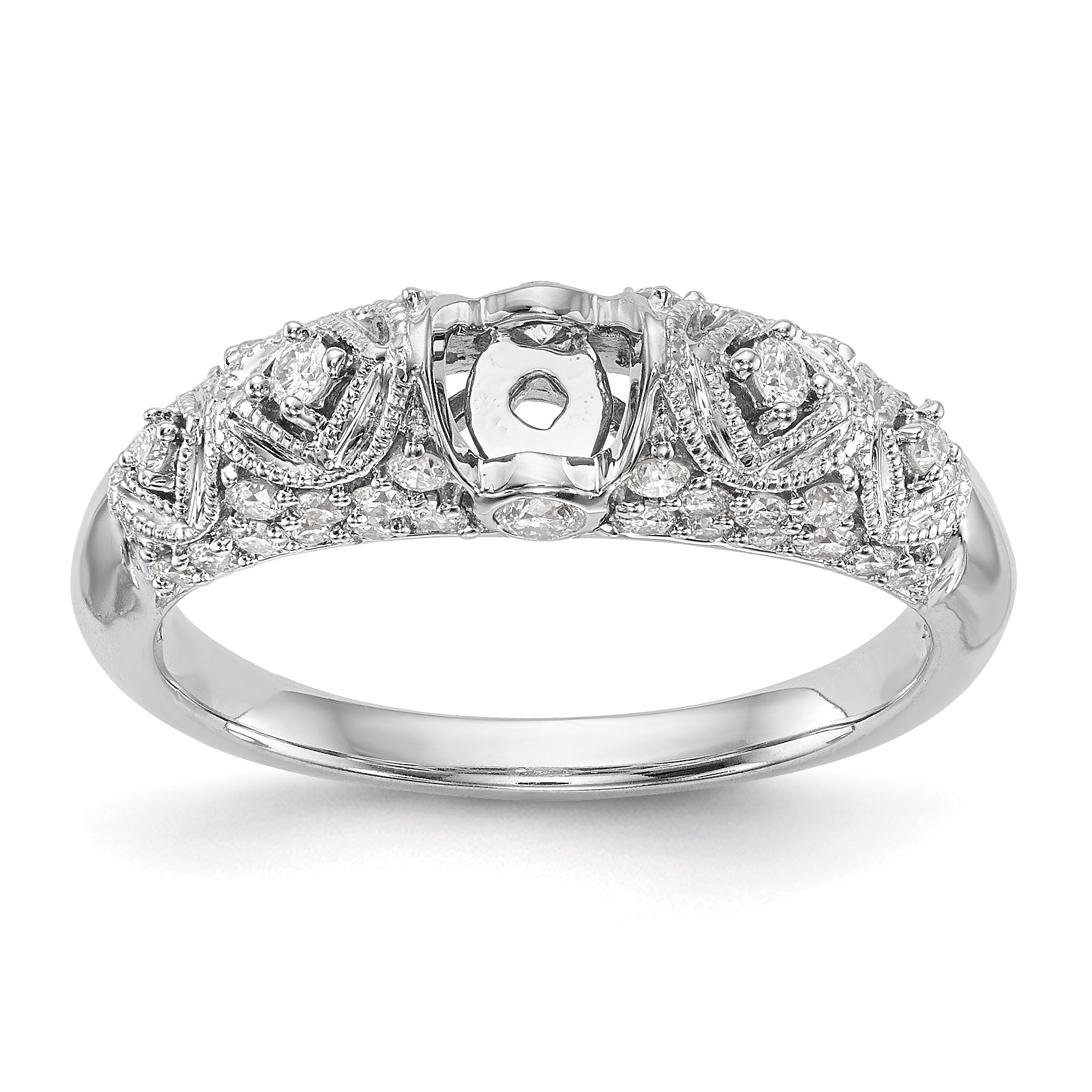 14K Weißgold Diamant-Verlobungsring mit Krappenfassung
