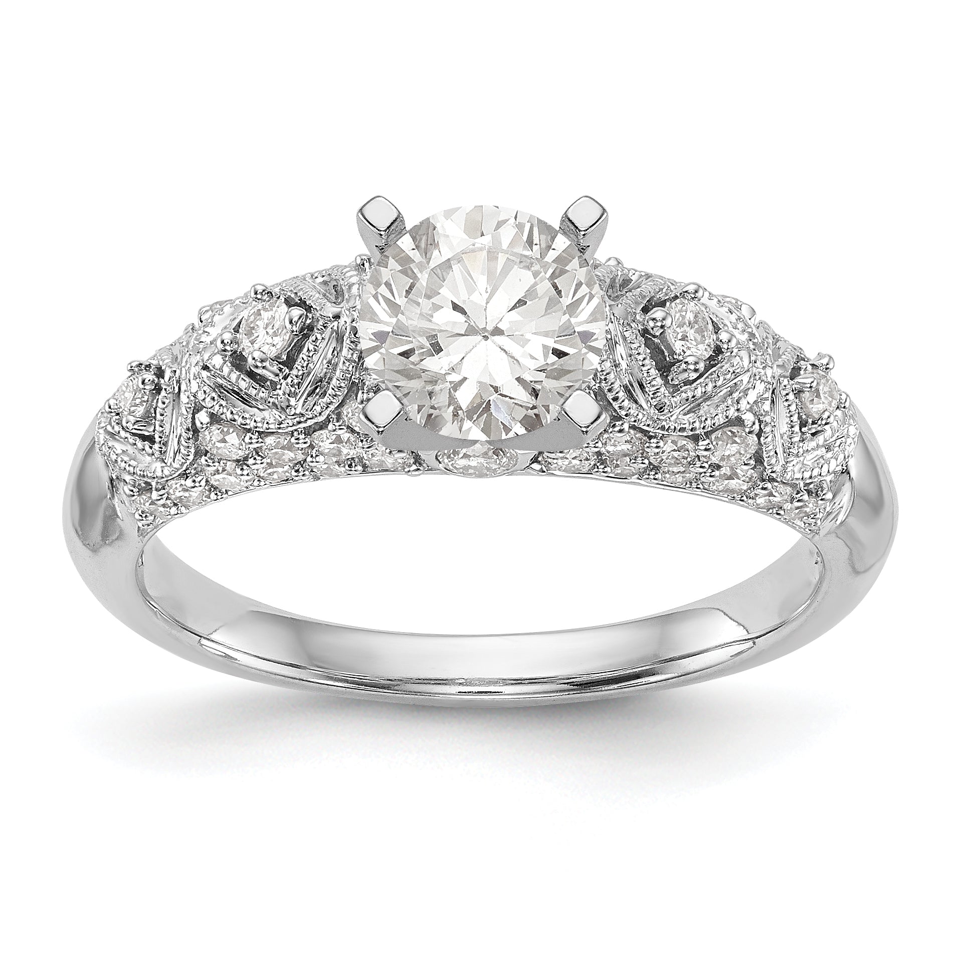 14K Weißgold Diamant-Verlobungsring mit Krappenfassung