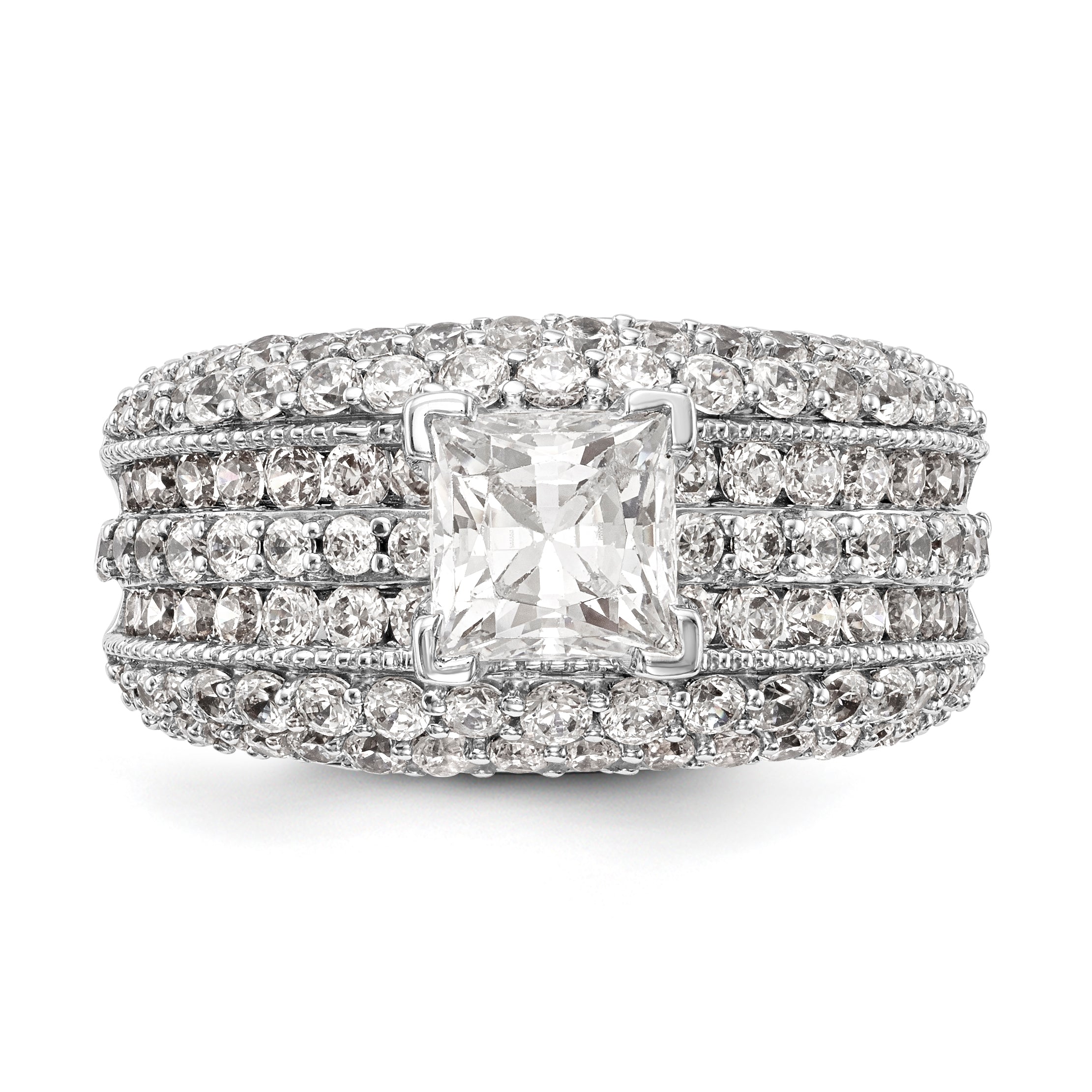 14K Weißgold Diamant-Verlobungsring mit Krappenfassung