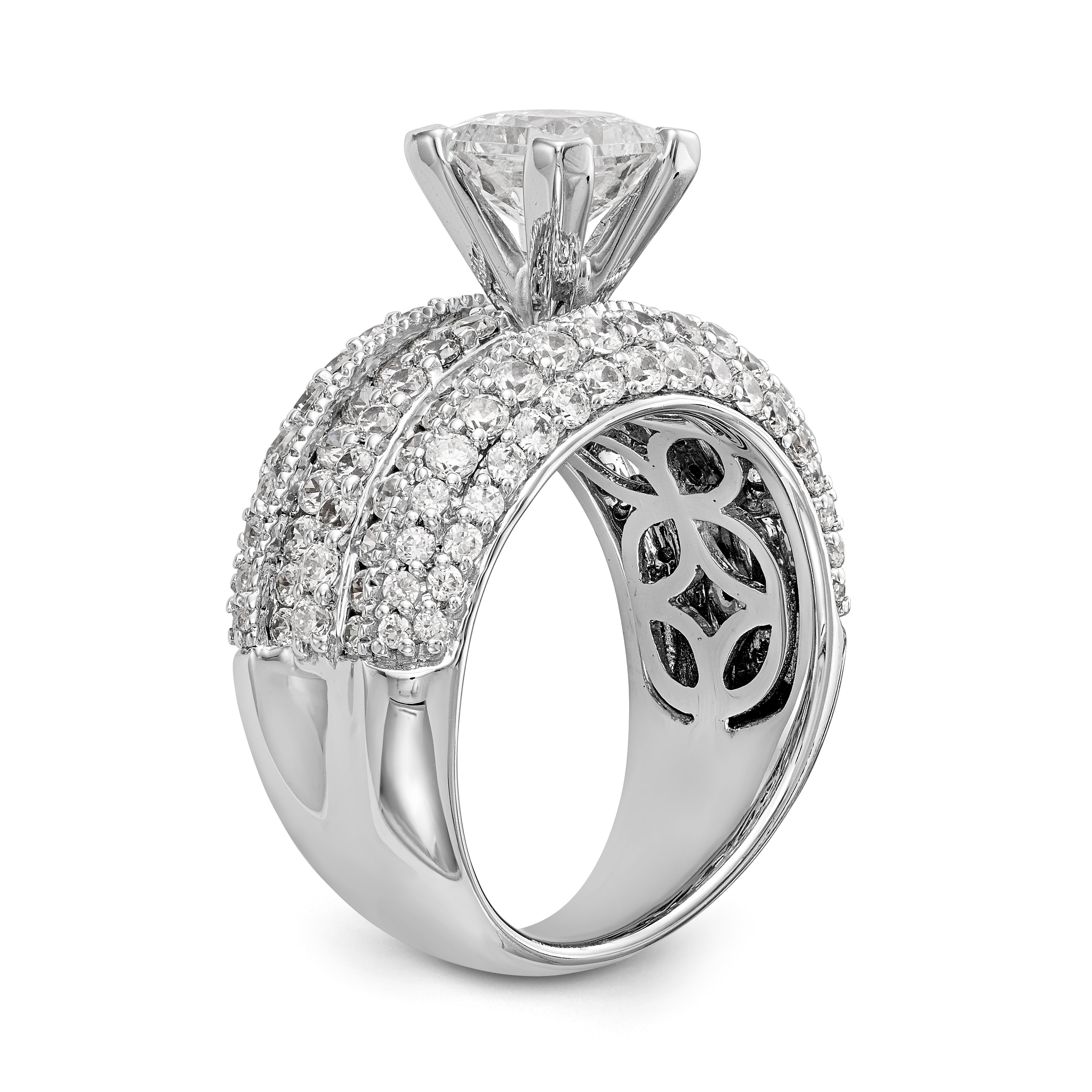 14K Weißgold Diamant-Verlobungsring mit Krappenfassung