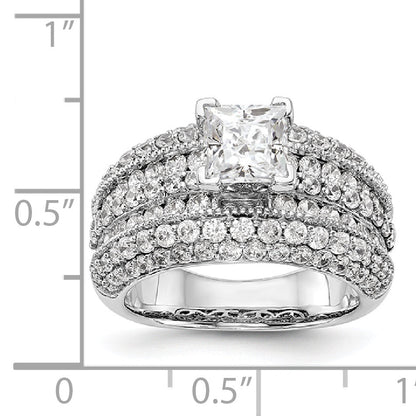 14K Weißgold Diamant-Verlobungsring mit Krappenfassung