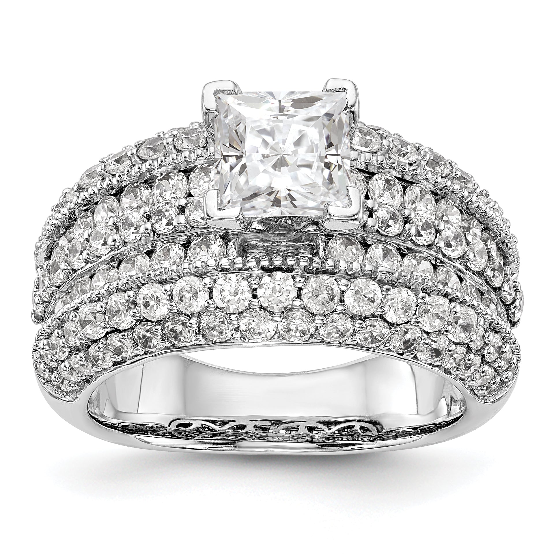 14K Weißgold Diamant-Verlobungsring mit Krappenfassung