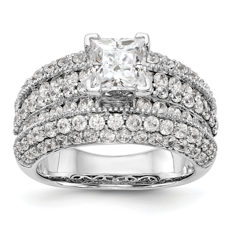 14K Weißgold Diamant-Verlobungsring mit Krappenfassung