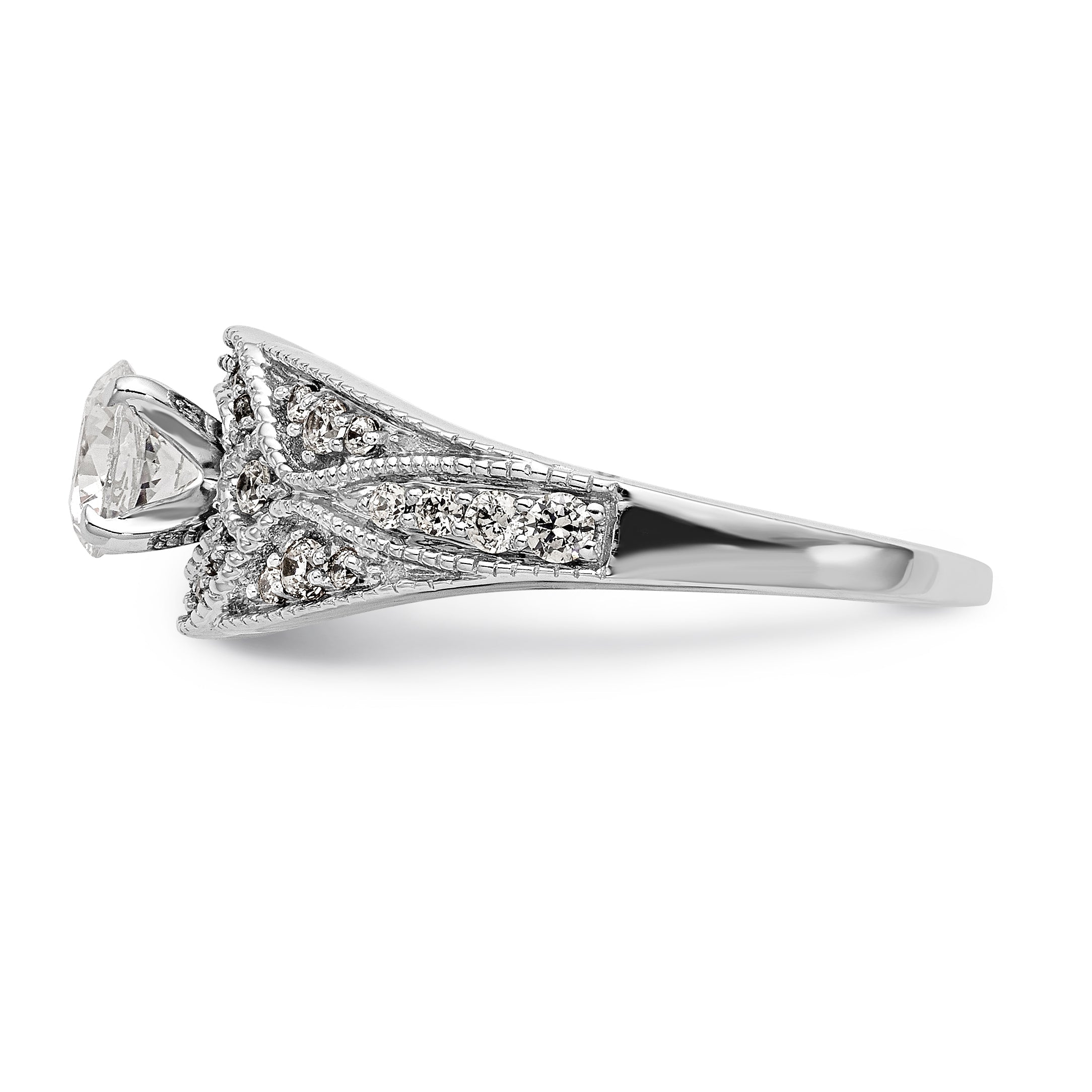 Verlobungsring mit Diamant in Krappenfassung, 14K Weißgold