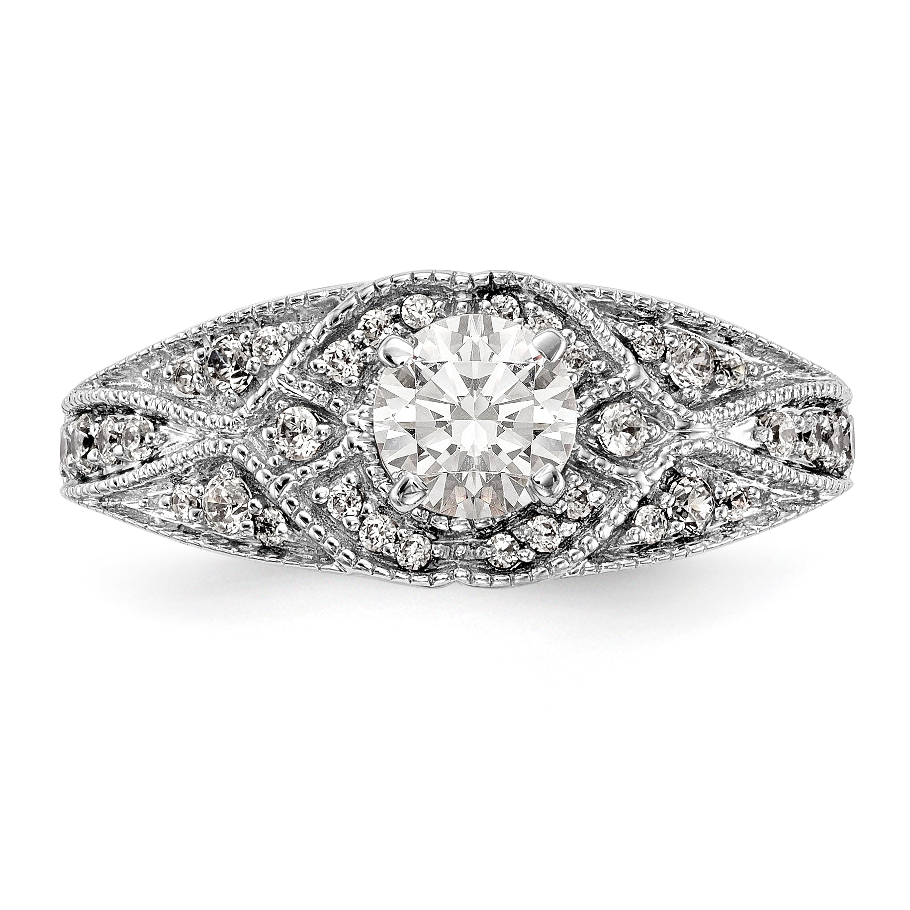 Verlobungsring mit Diamant in Krappenfassung, 14K Weißgold