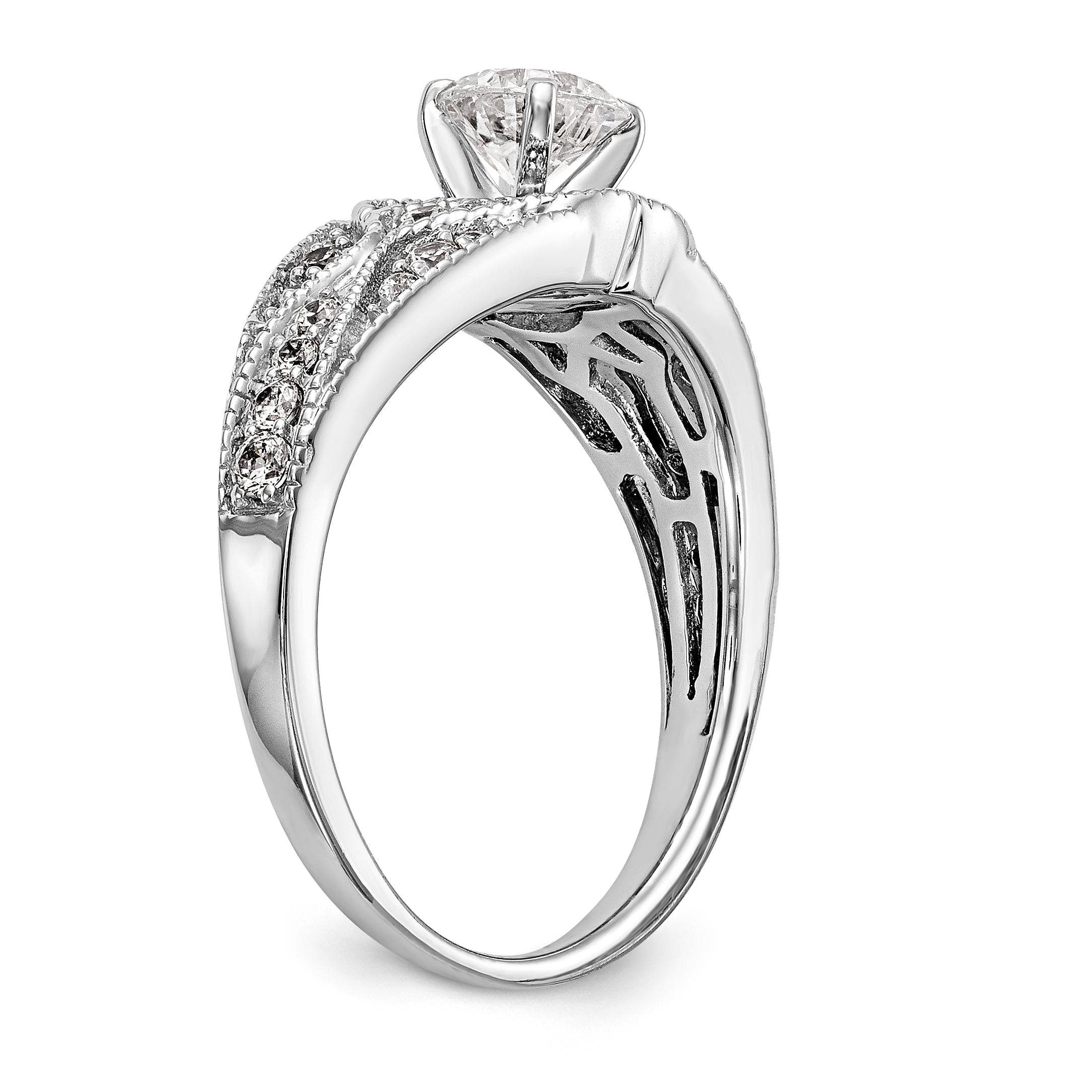 Verlobungsring mit Diamant in Krappenfassung, 14K Weißgold