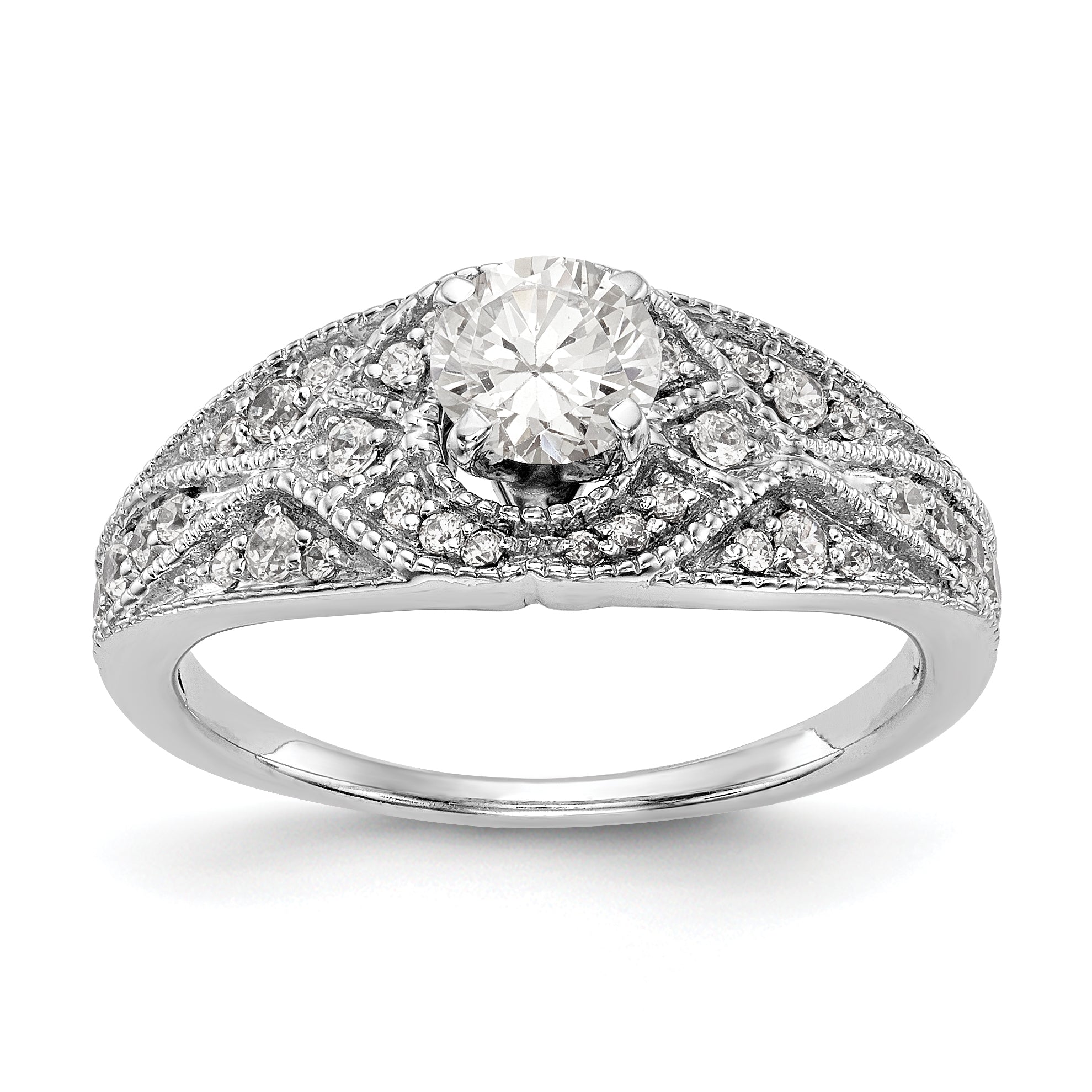 Verlobungsring mit Diamant in Krappenfassung, 14K Weißgold