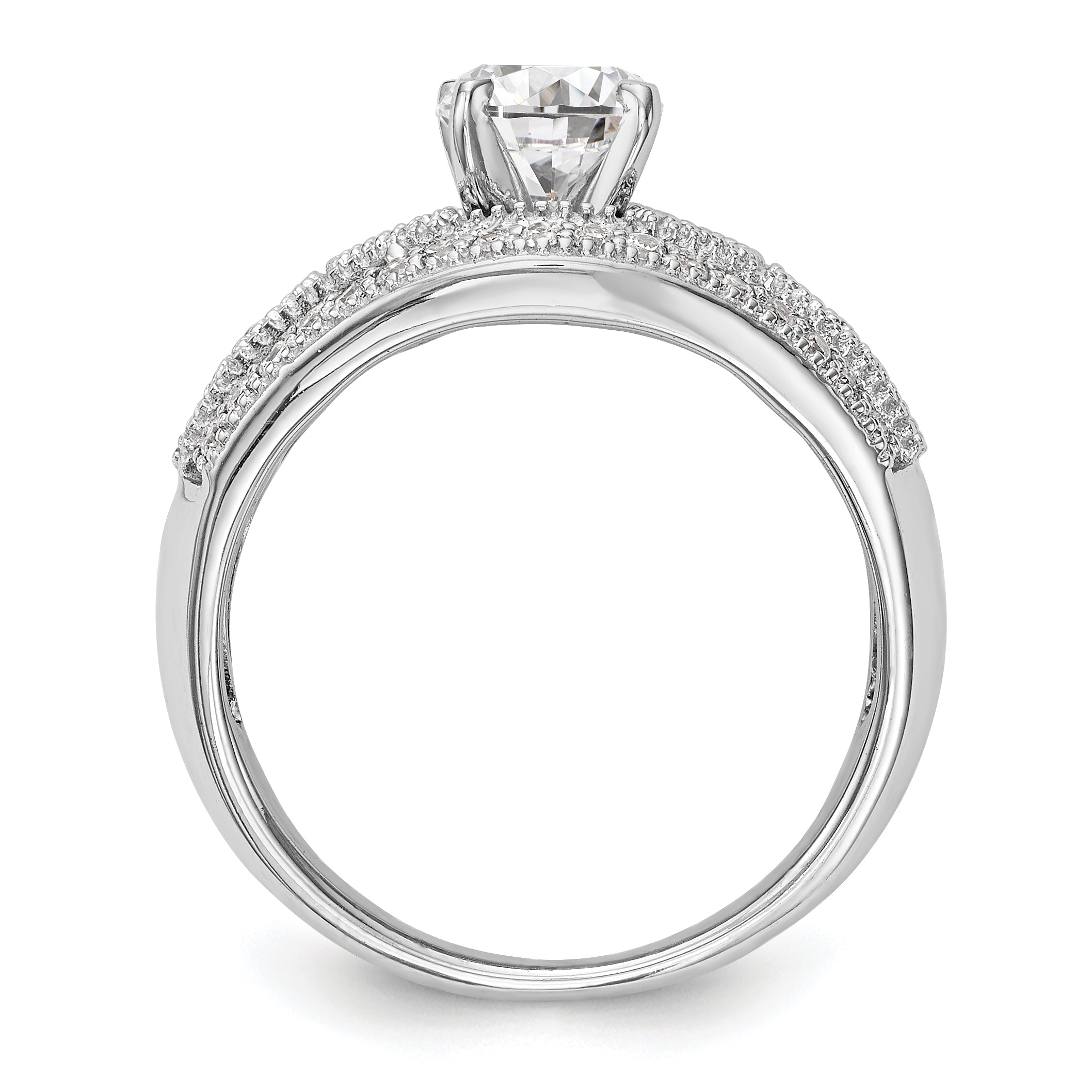 14K Weißgold Verlobungsring mit Diamant in Krappenfassung