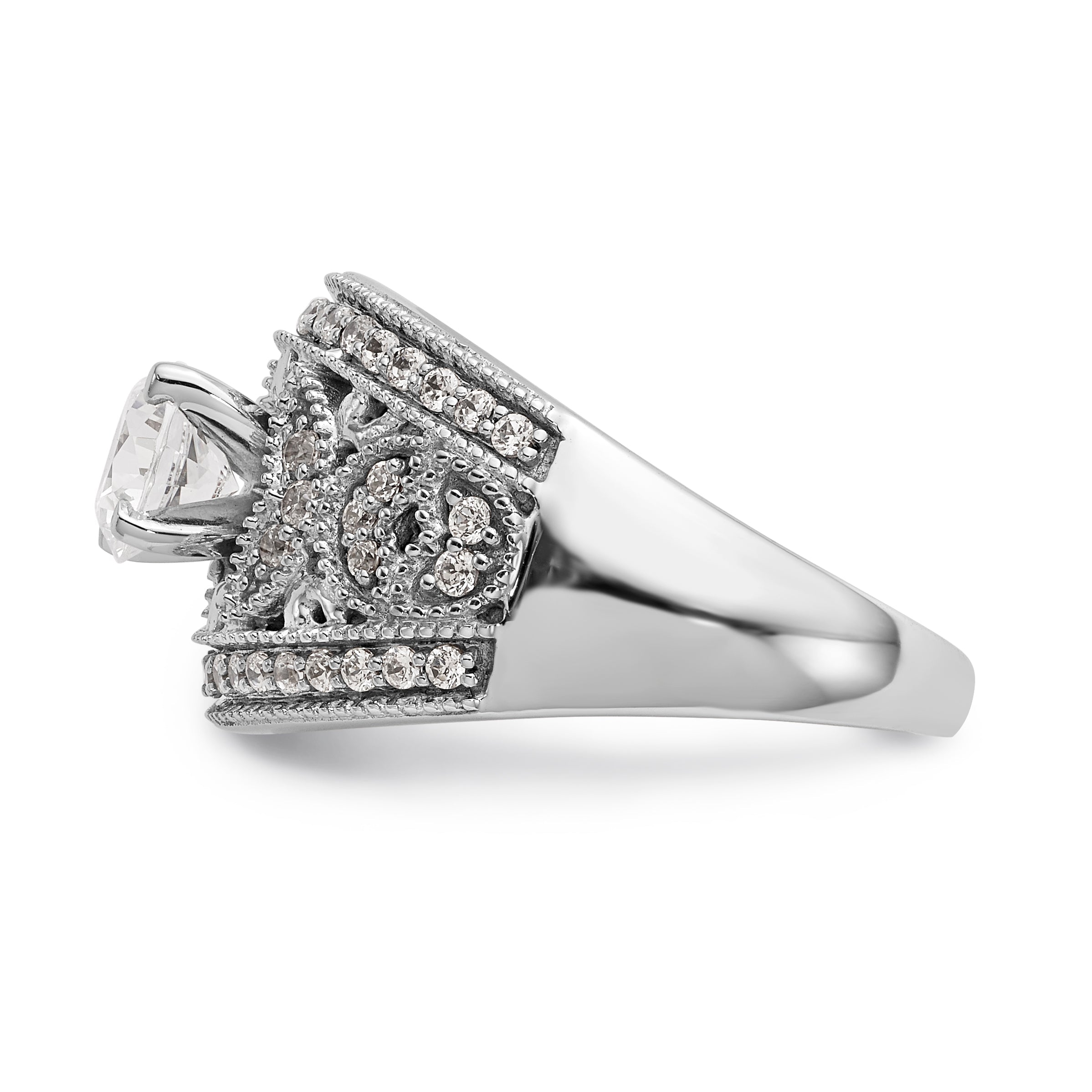14K Weißgold Verlobungsring mit Diamant in Krappenfassung