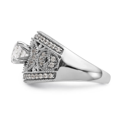 14K Weißgold Verlobungsring mit Diamant in Krappenfassung