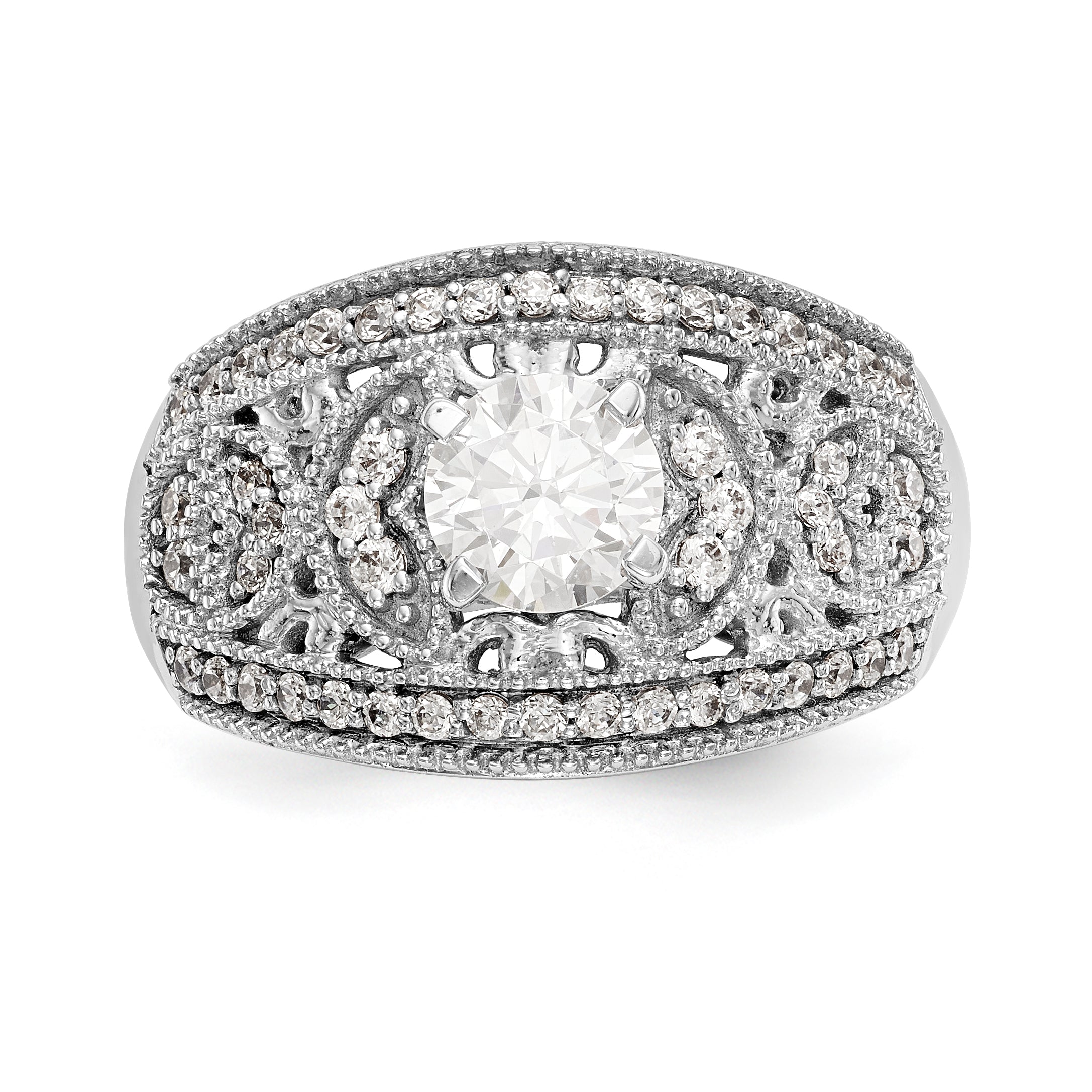 14K Weißgold Verlobungsring mit Diamant in Krappenfassung