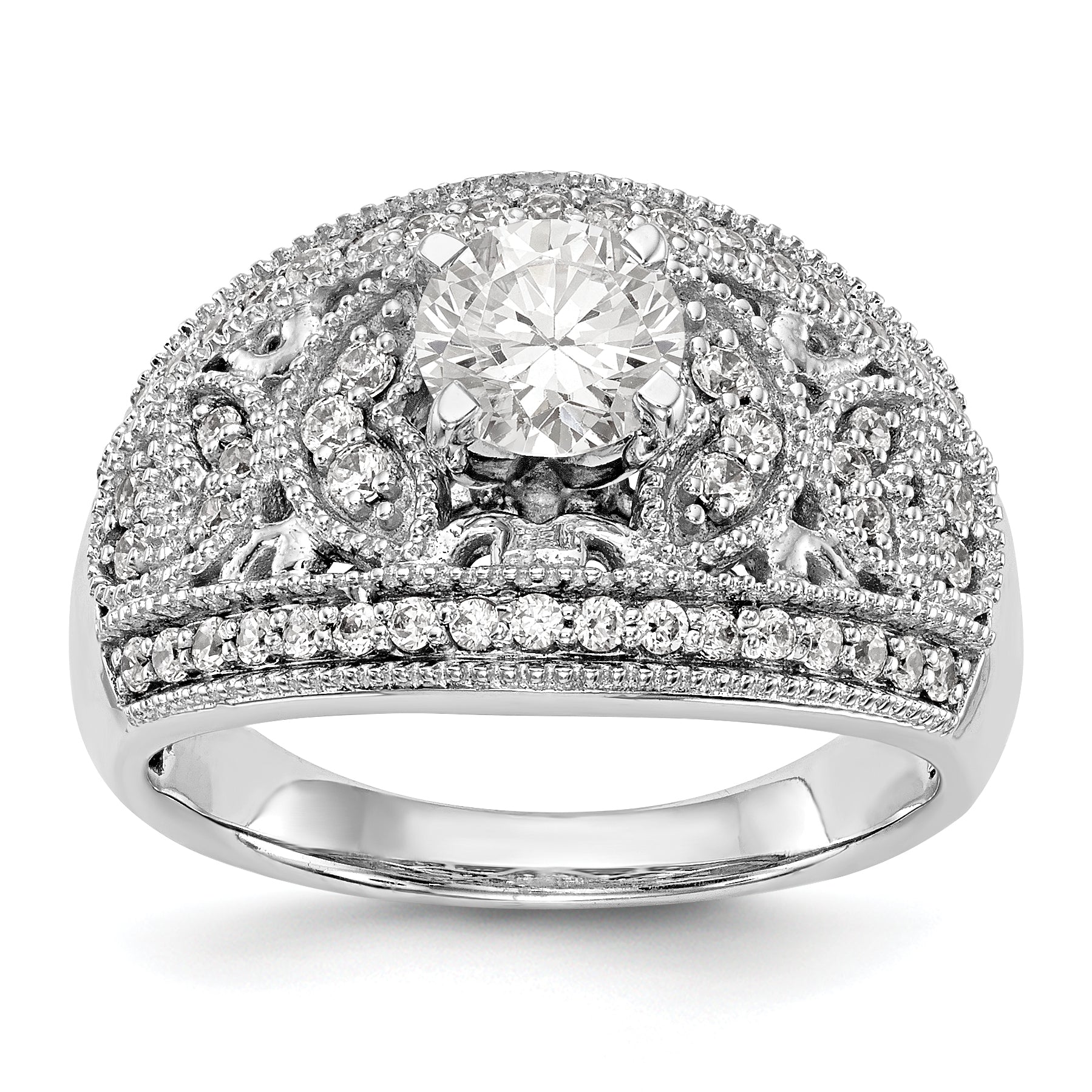14K Weißgold Verlobungsring mit Diamant in Krappenfassung