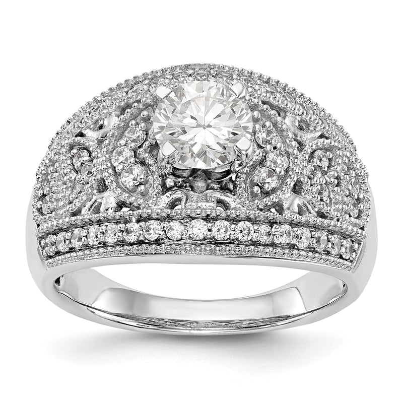 14K Weißgold Verlobungsring mit Diamant in Krappenfassung