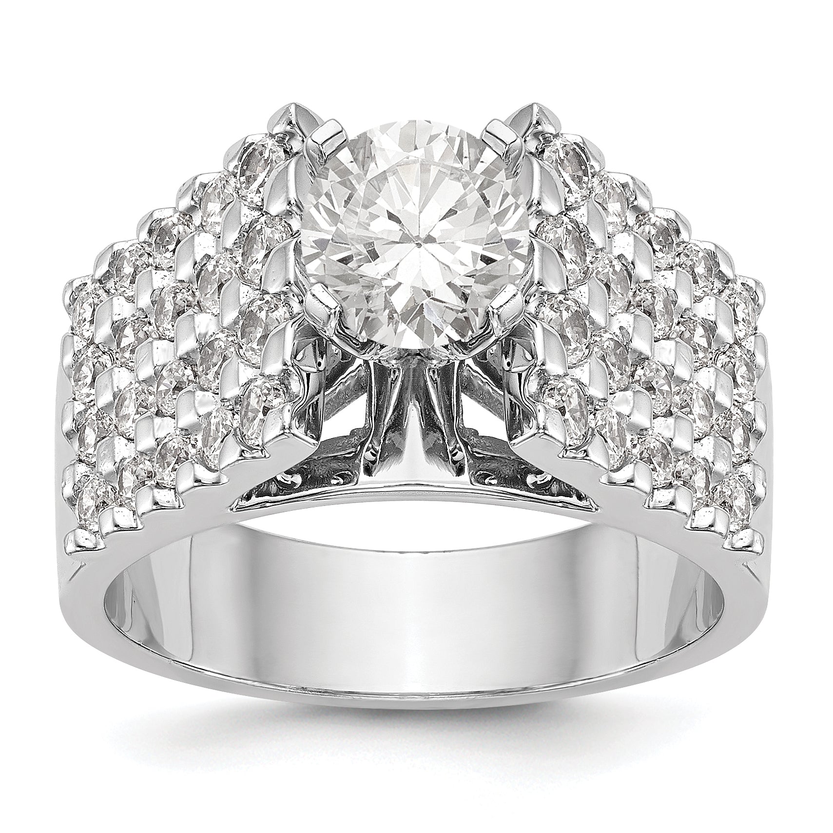 14K Weißgold Diamant-Verlobungsring mit Krappenfassung