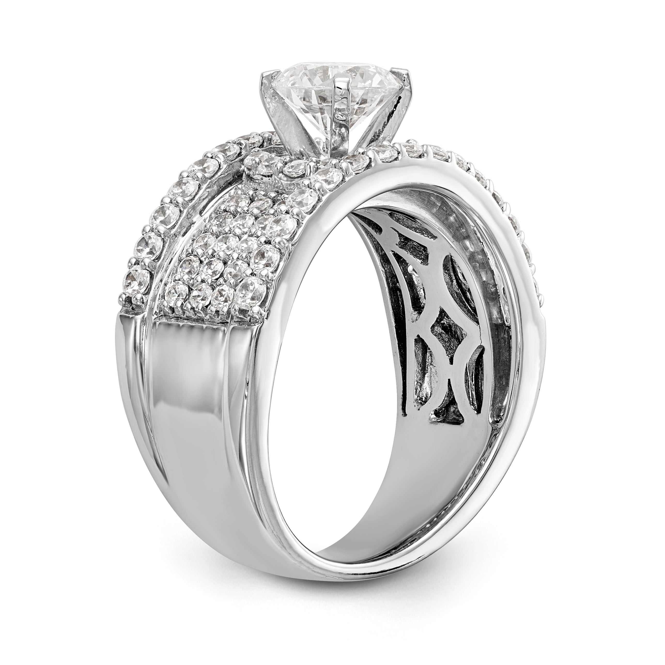 14K Weißgold Verlobungsring mit Diamant in Krappenfassung