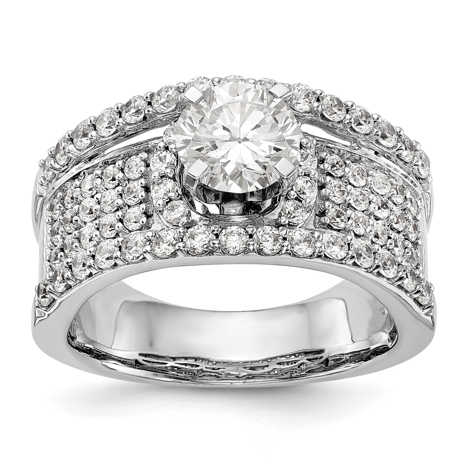 14K Weißgold Verlobungsring mit Diamant in Krappenfassung