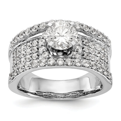 14K Weißgold Verlobungsring mit Diamant in Krappenfassung