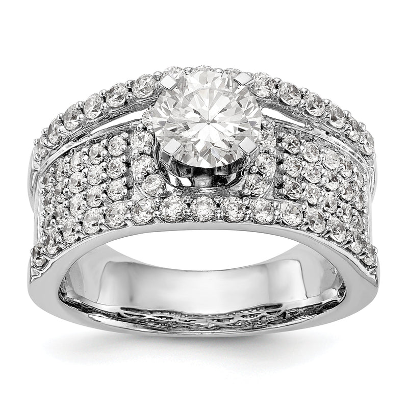 14K Weißgold Verlobungsring mit Diamant in Krappenfassung