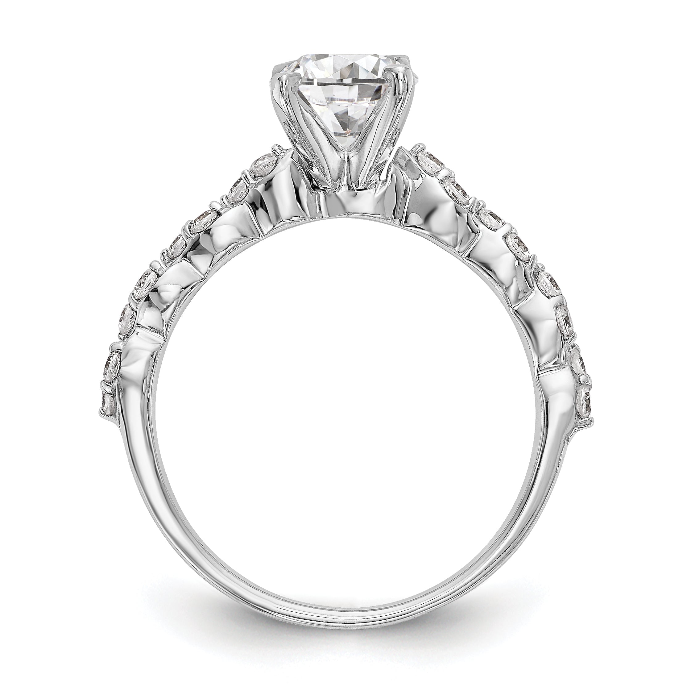 14K Weißgold Diamant-Verlobungsring mit Krappenfassung