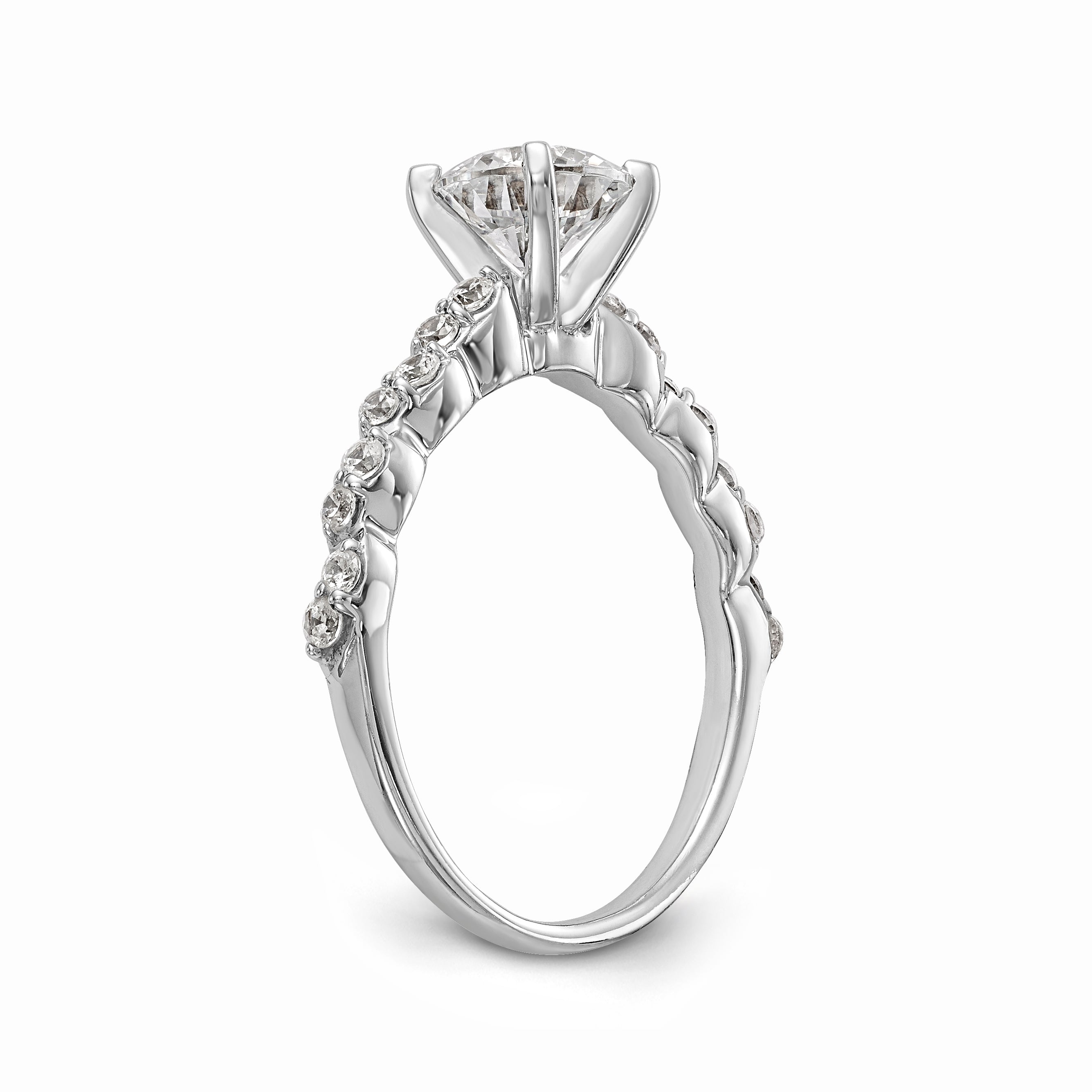14K Weißgold Diamant-Verlobungsring mit Krappenfassung