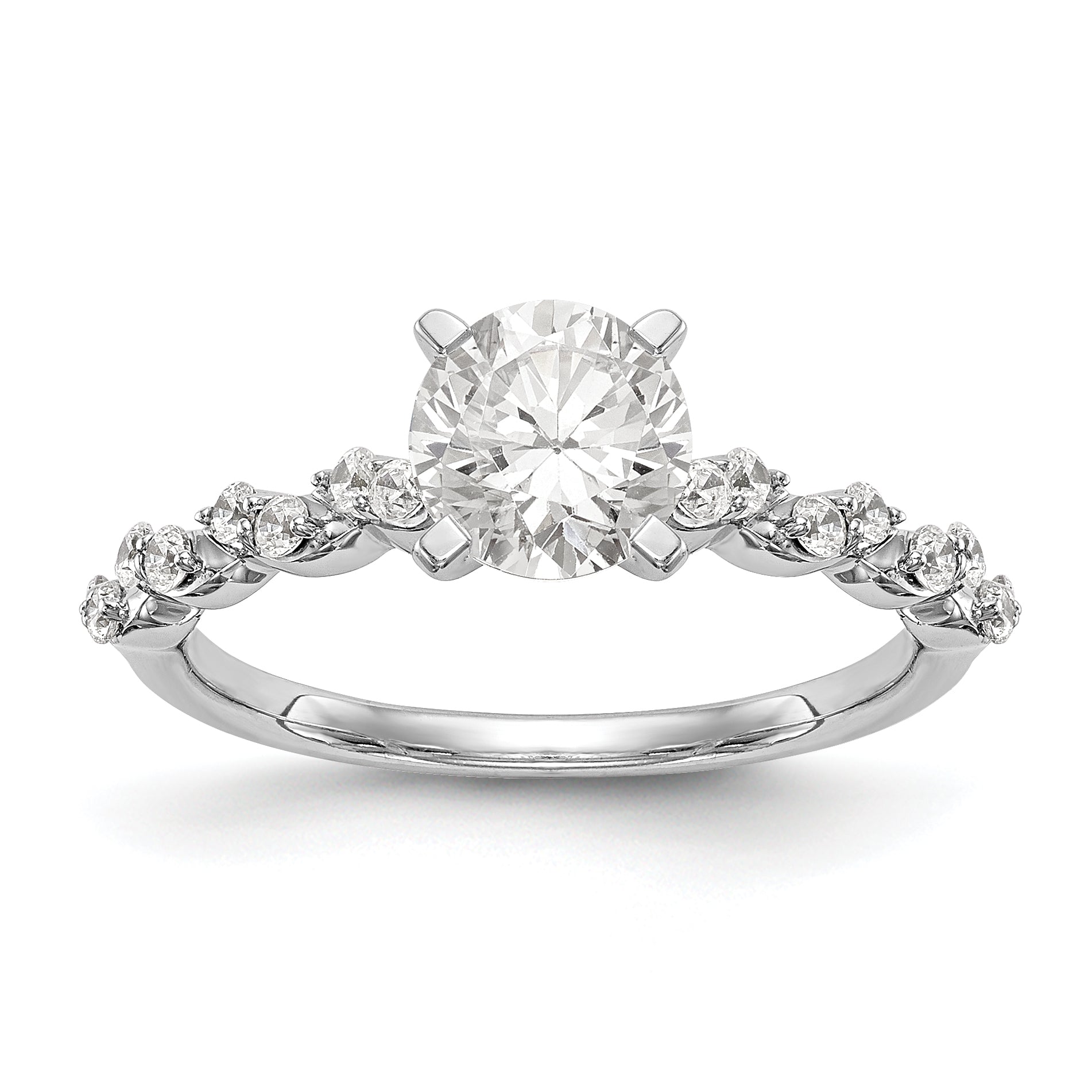 14K Weißgold Diamant-Verlobungsring mit Krappenfassung