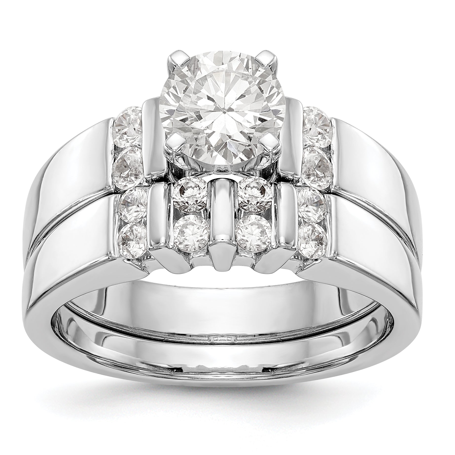 14K Weißgold Diamant-Verlobungsring mit Krappenfassung