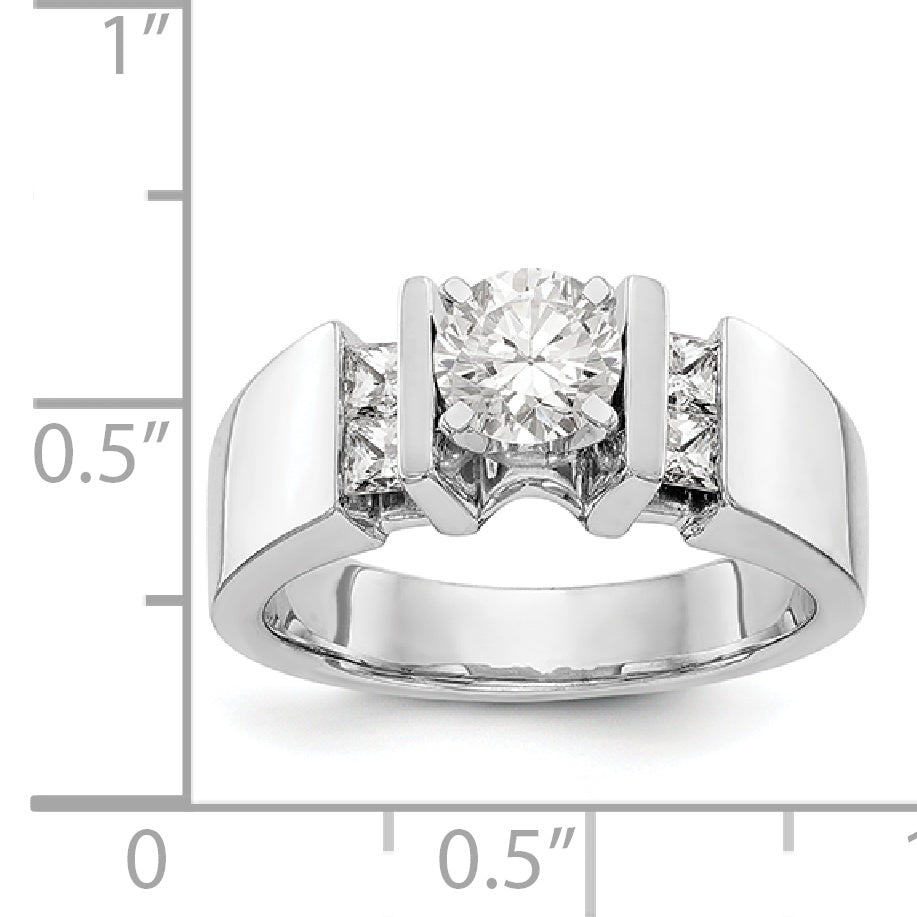 14K Weißgold Diamant-Verlobungsring mit Krappenfassung