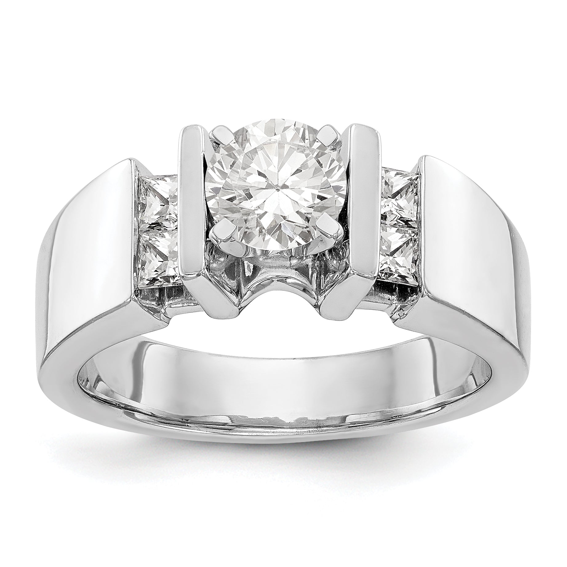 14K Weißgold Diamant-Verlobungsring mit Krappenfassung