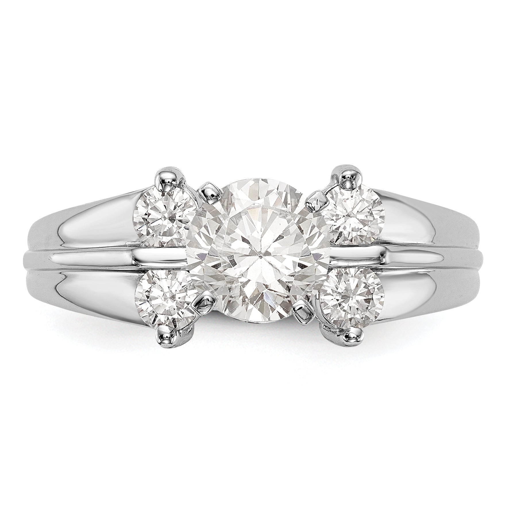 14K Weißgold Diamant-Verlobungsring mit Krappenfassung