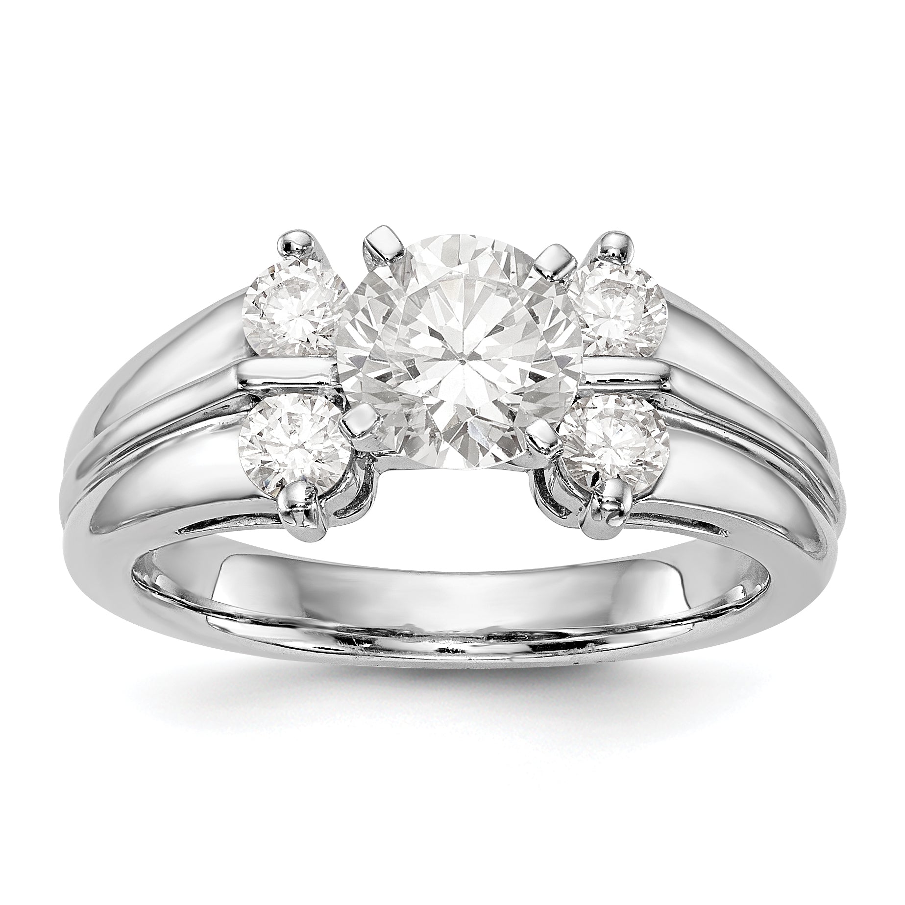 14K Weißgold Diamant-Verlobungsring mit Krappenfassung