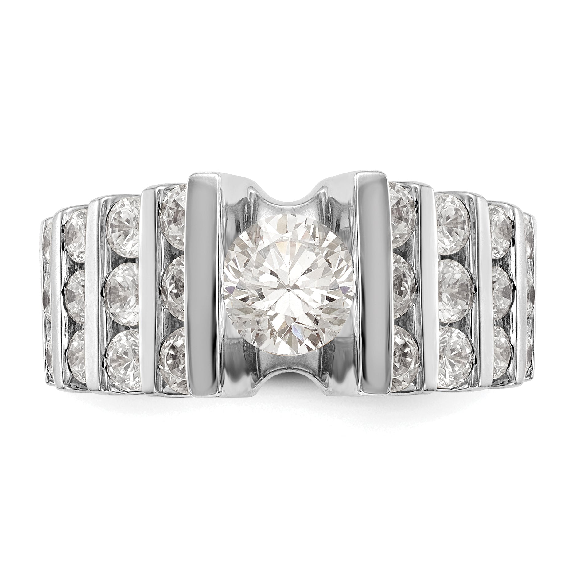 14K Weißgold Verlobungsring mit simulierten Diamanten